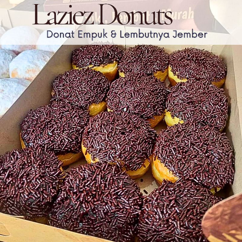 

Donat Laziez Lembut Murah donat empuk rasa coklat meses isi 12