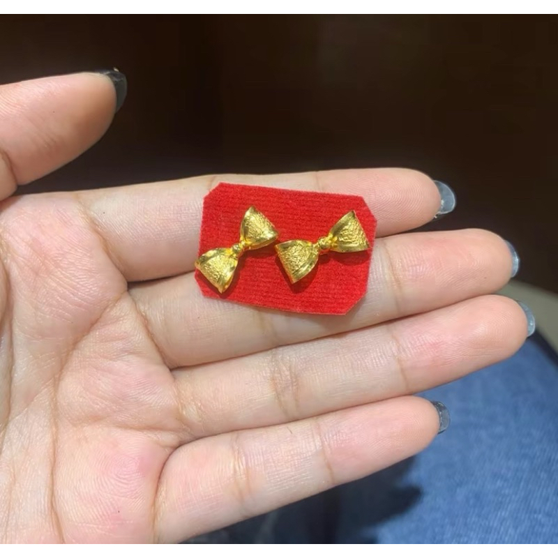 Anting pita replika emas asli(pengait karet hitam)