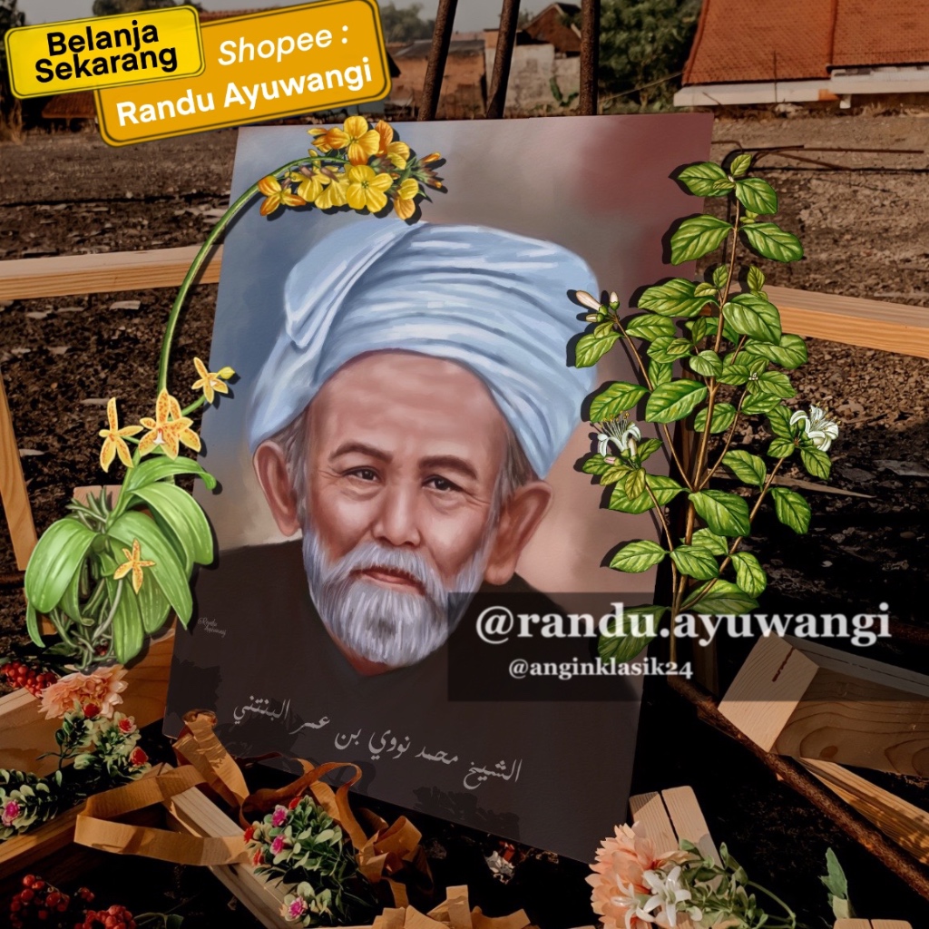 Lukisan Syekh Nawawi Al-Bantani diatas Papan MDF (Ukuran 30x40 dan 20x30 cm )Poster Ulama Poster Kya