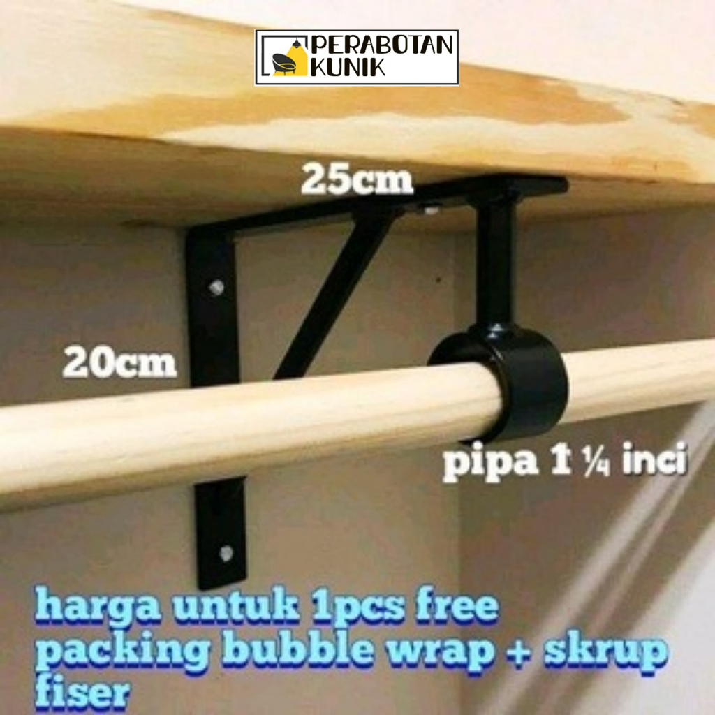 Rak besi siku ambalan penyangga gantungan baju