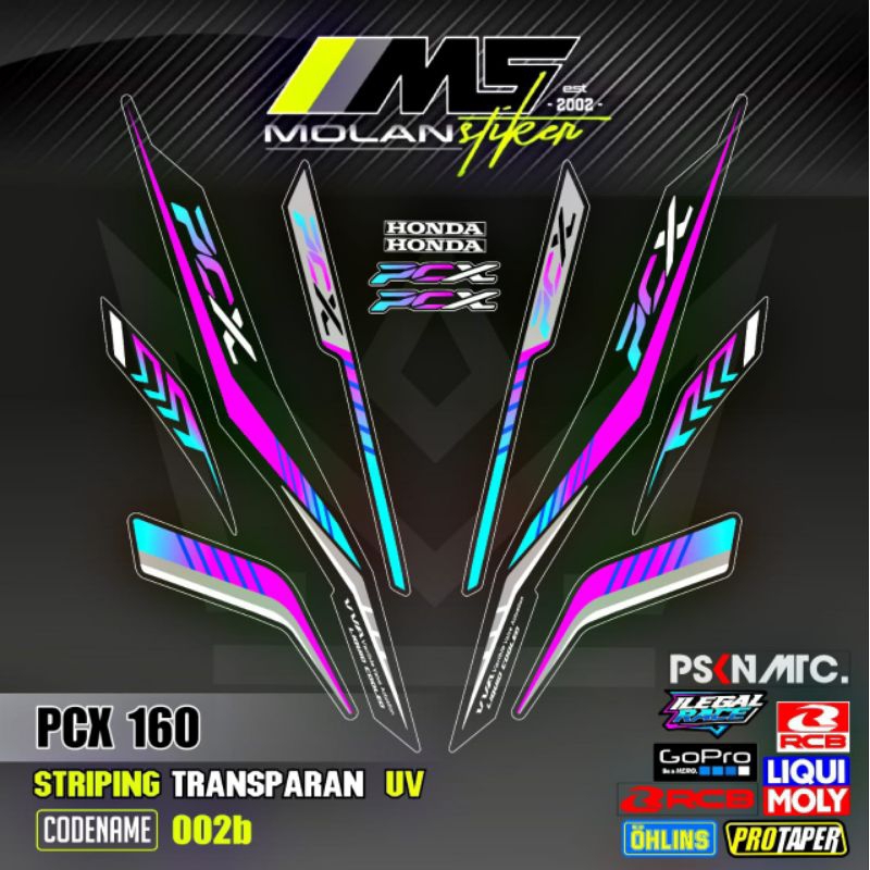 Decal Sticker Striping Variasi Transparan Uv PCX 160 All New Honda PCX 160 2025 PCX 160 2022-2025 PC