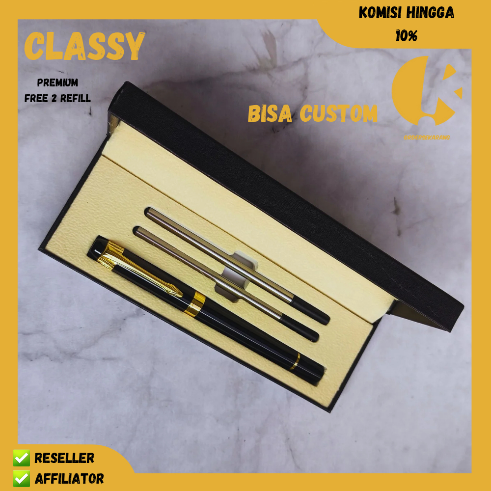 

Pulpen CLASSY PREMIUM LUXURY ORDERSEKARANG Pena Ballpoint Bolpoin CUSTOM GRAFIR LASER LOGO NAMA