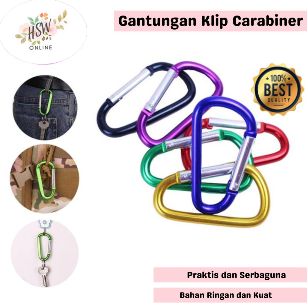 Klip Carabiner Gantungan Pengait Kunci Motor Cantolan Hook Airpods