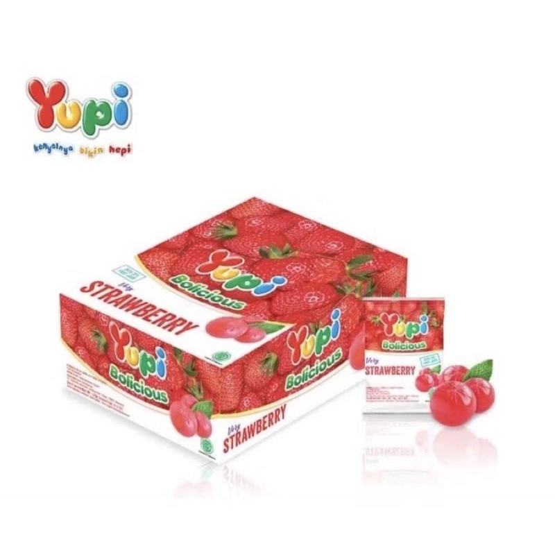 

[ HALAL ] YUPI BOLICIOUS STRAWBERRY 1 BOX ISI 24 PCS