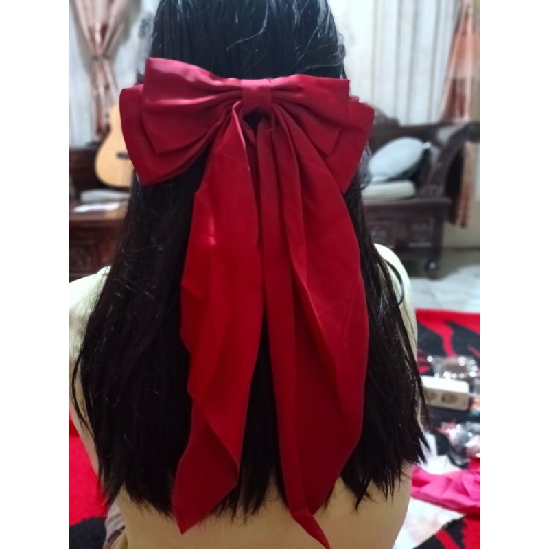 Jepit pita panjang gaya Korea/jepitan  pita satin