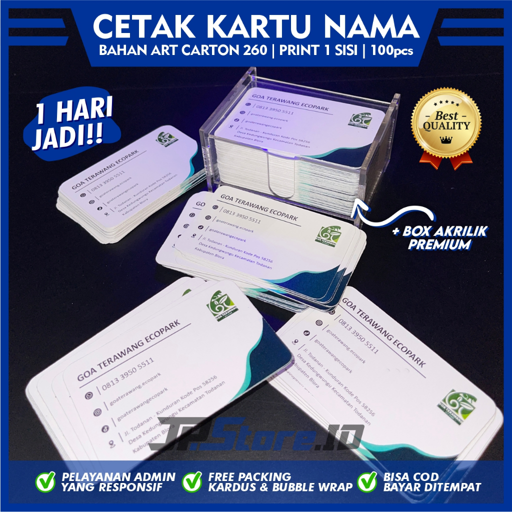 

Kartu Nama isi 100 free Box / Kartu Nama Custom / Bussiness Card / Kartu Nama 1 sisi JPID