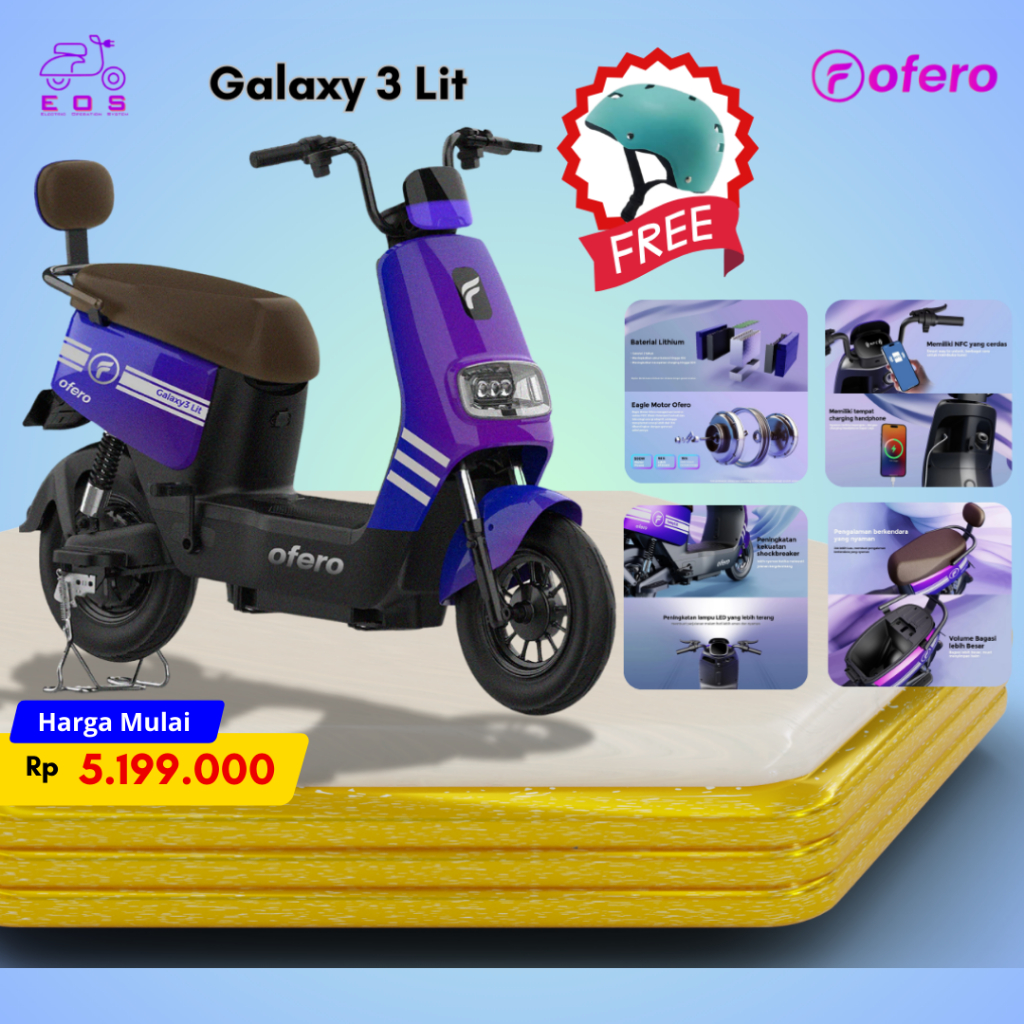 Sepeda Listrik Ofero Galaxy 3 Lit (Lithium) - Porwer 500 Watt