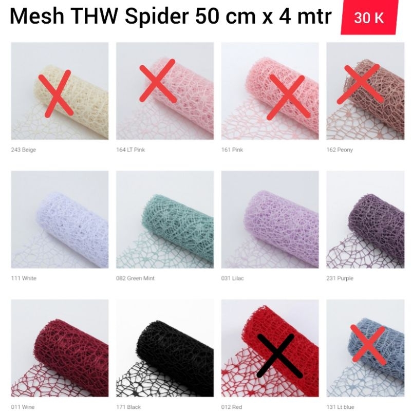 

Kain jaring / spider / wrapping flower mesh THW 5 yard / 4 mtr