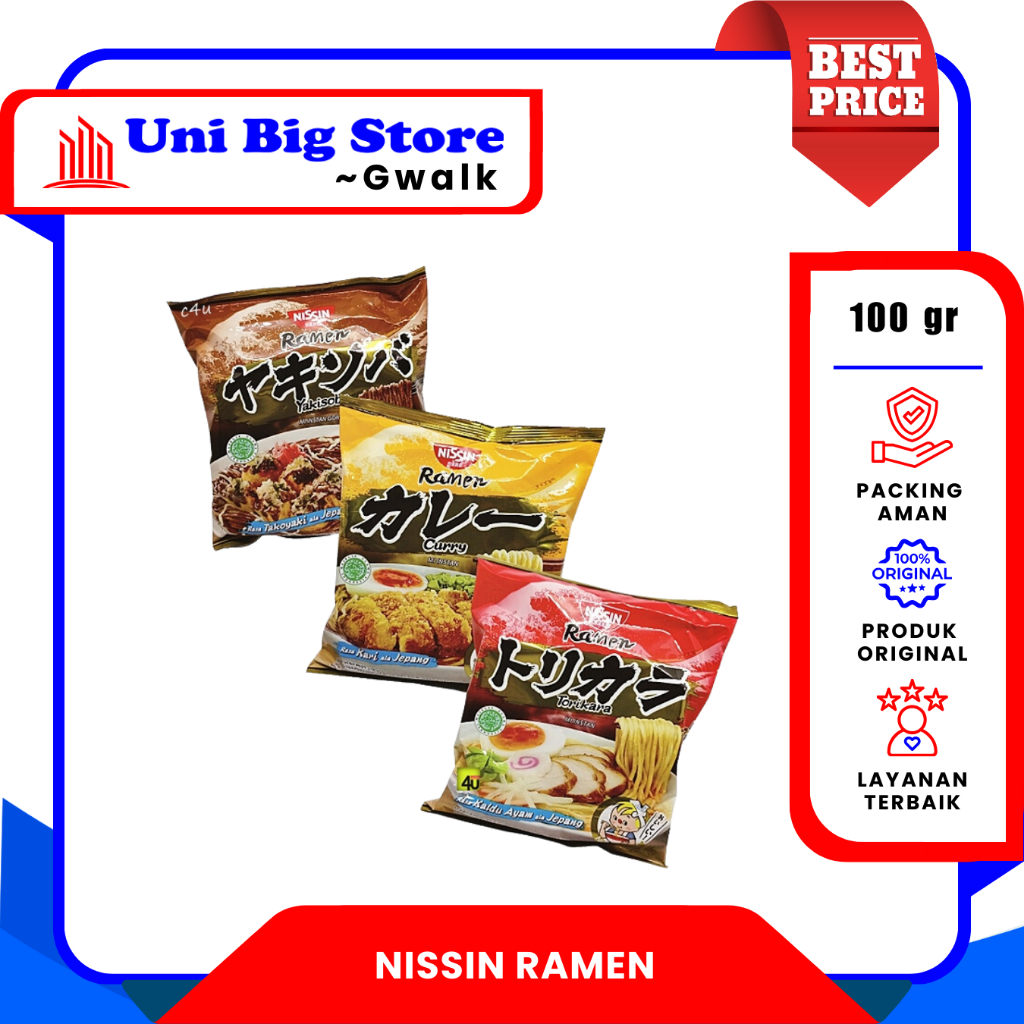 

NISSIN RAMEN MIE INSTAN TORIAKARA - YAKISOBA - CURRY - 100 gr