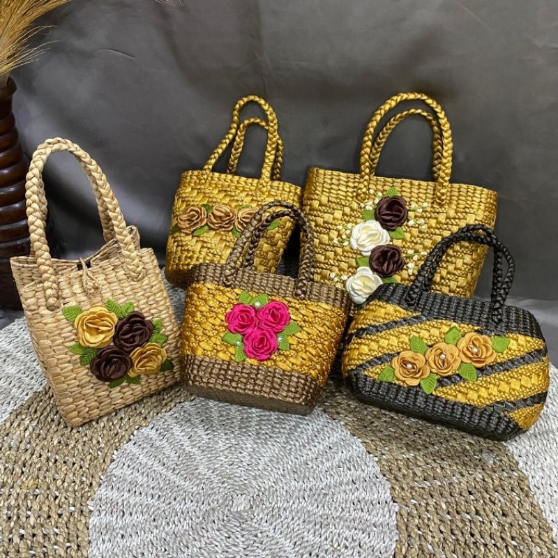 amzborneo.craft - Tas Tenteng Eceng Gondok | Selempang Eceng Gondok | Tas Motif Bunga