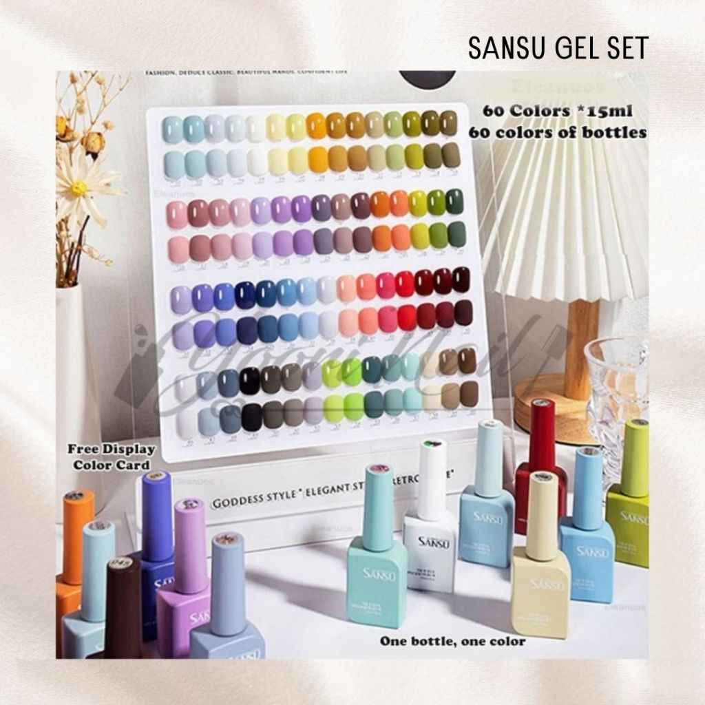 READY STOCK Sansu gel set 15ml colors set 60 warna kutek set nail gel paket gel polish kutek