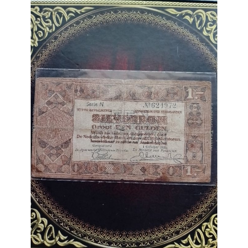 Uang Belanda 1 gulden zilverbon 1938 fine