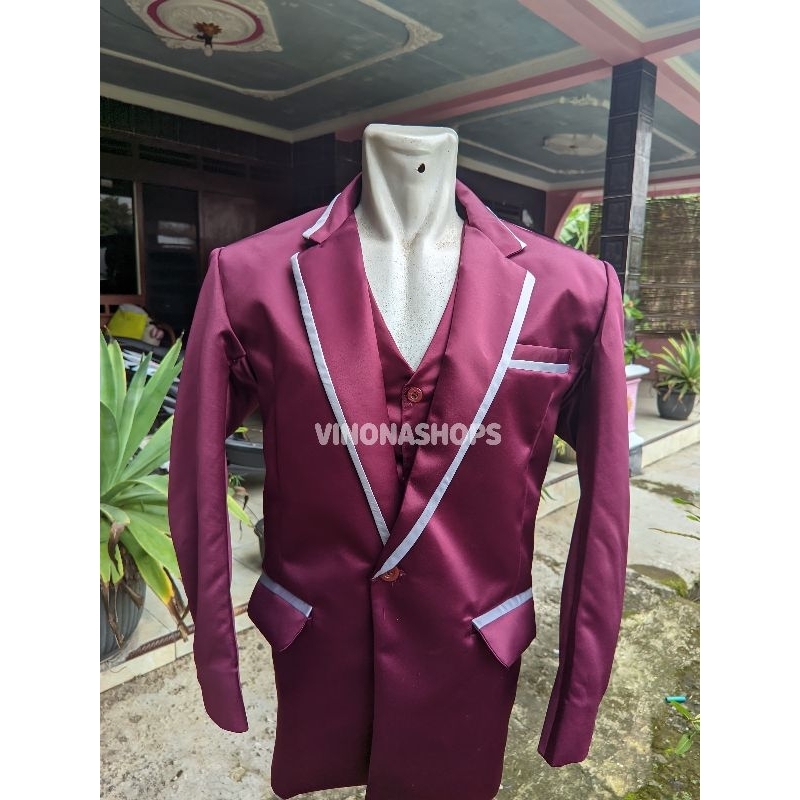 [Vinona Beskap] Jas Pengantin Warna Burgundy /Jas Nasional Pria