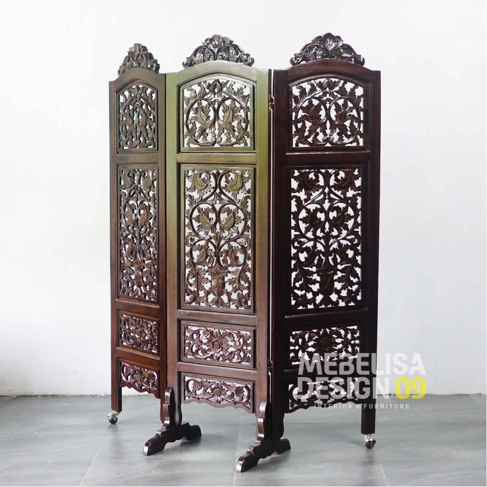 Sketsel Partisi Pembatas Ruangan 3 Lipat Ukiran Jepara