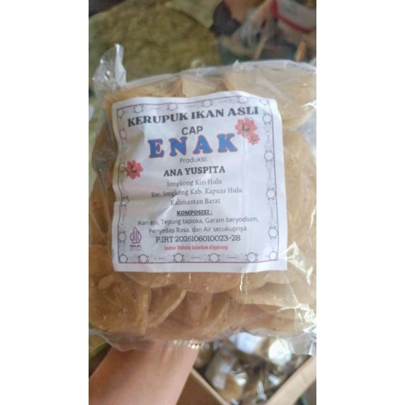 

KERUPUK IKAN ASLI CAP ENAK 1/2 KG KHAS KAPUAS HULU/PUTUSSIBAU(JONGKONG)