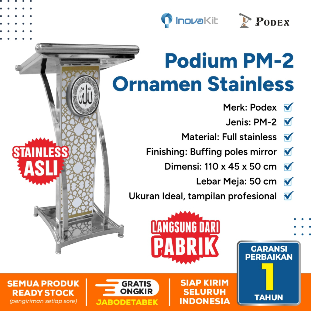 MIMBAR PODIUM MASJID mimbar dakwah stainless podium minimalis ornamen