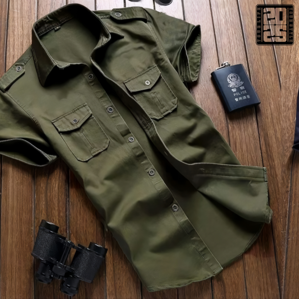 Kemeja Tactical Pria Hijau Army / Kemeja Tactical / Kemeja Tactical Pria / Kemeja Tactical Lengan Pe