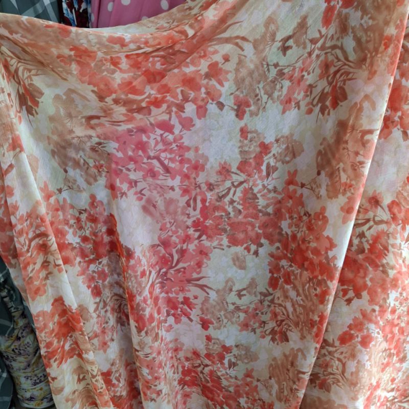 kain sifon salju motif bunga terbaru