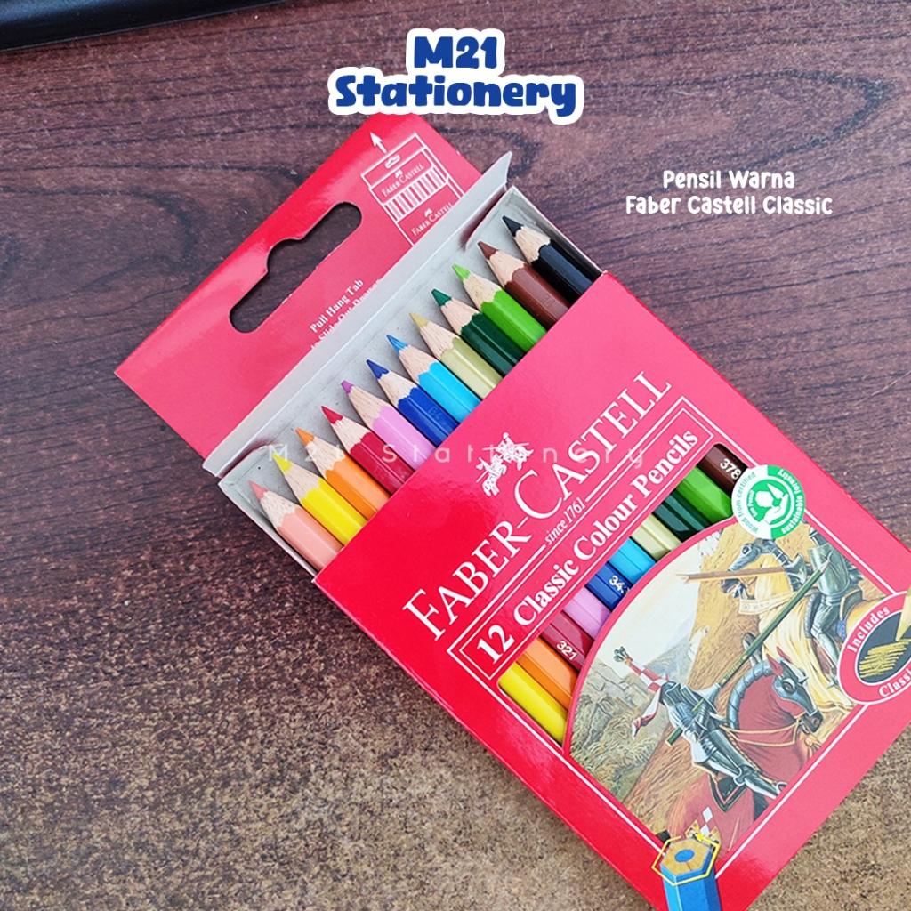 

PENSIL WARNA PENDEK FABER CASTELL KLASIK / faber castel classic pencil warna kayu 12 24 36 48 warna color colour untuk anak pewarna kelir set alat tulis lomba mewarnai menggambar atk murah / m21 stationery jogja