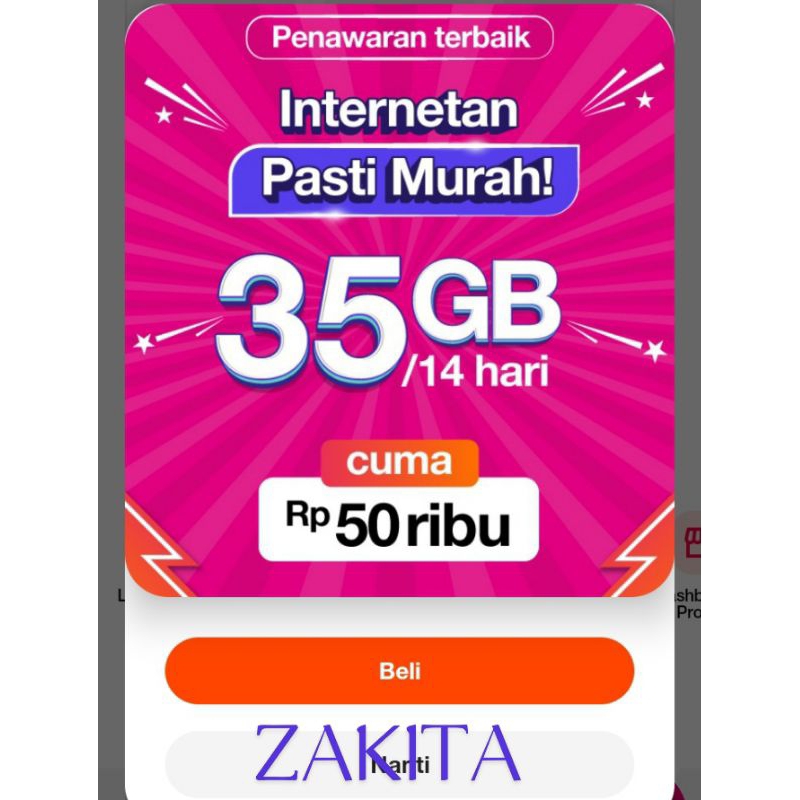 Perdana Tri menu 35gb - 50rb