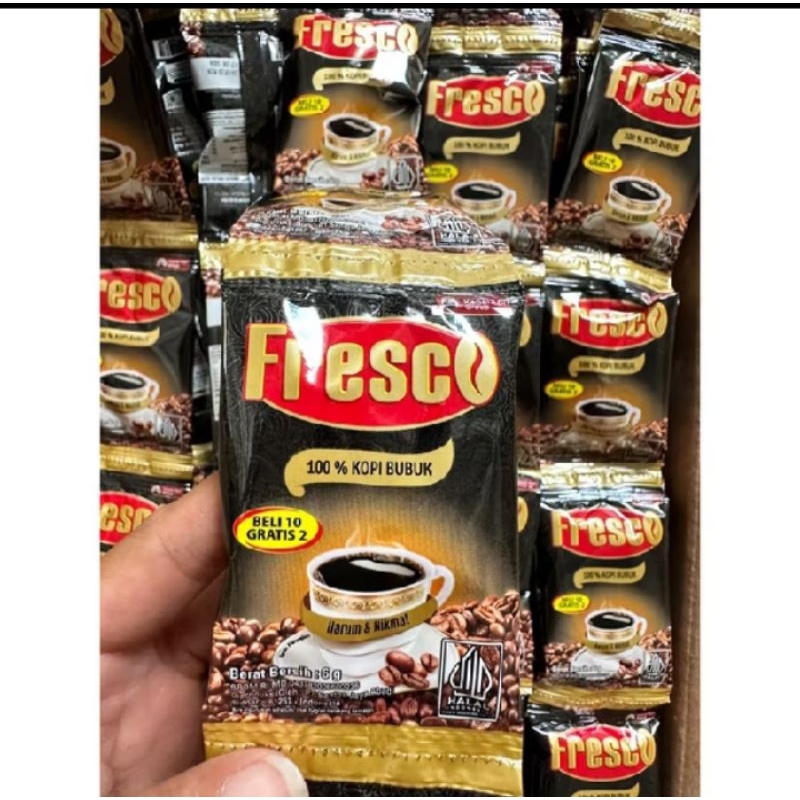 

Fresco Kopi Bubuk 100% 6gr Tanpa Gula 2 renteng isi 24 sachet