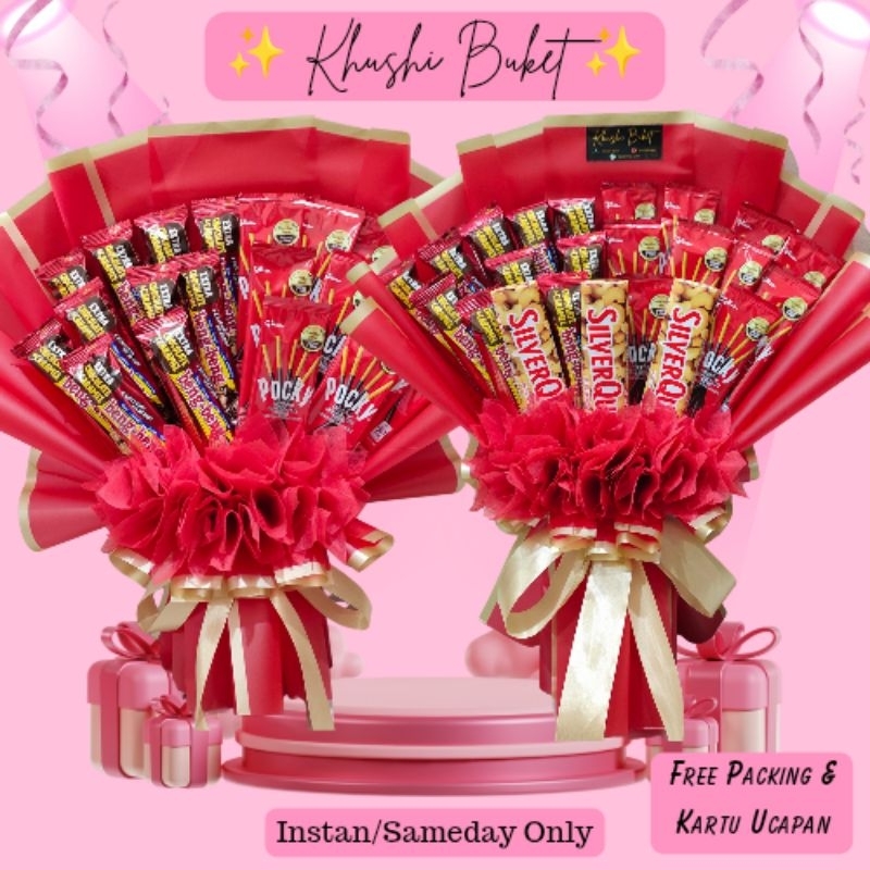 

Buket Bucket Hadiah Hampers Ekslusif Bengbeng Pocky Silverqueen isi 20 40 Jumbo