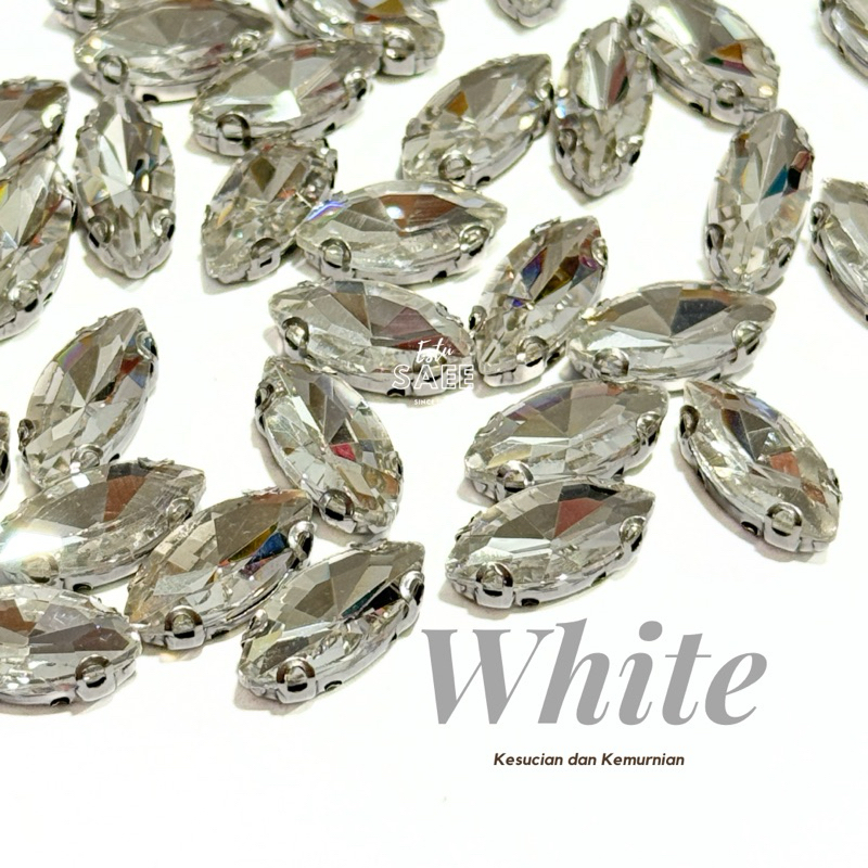 [12 biji] Diamond Cangkang Mata Premium 7x15 / Permata Cangkang Mata