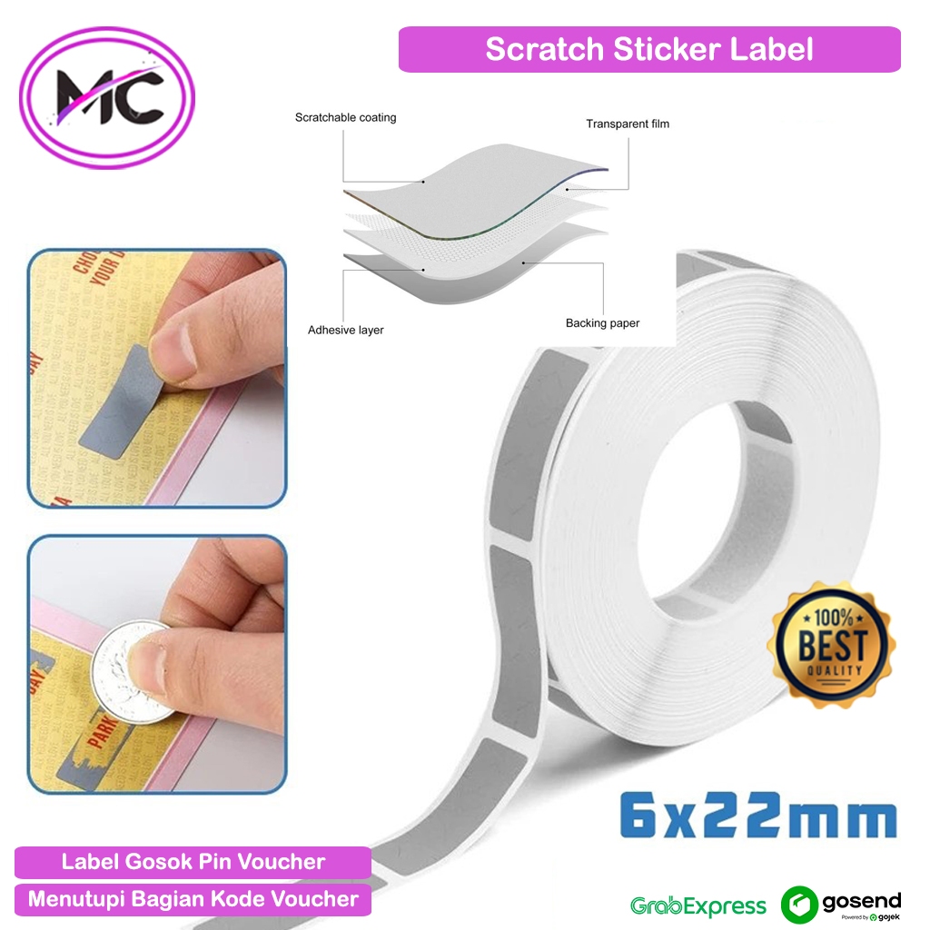 

Label Sticker Penutup Pin Voucher Scratch Gosok Stiker Label Tempel Segel Kode Vocher Per 10 pcs Sticker Barcode Murah