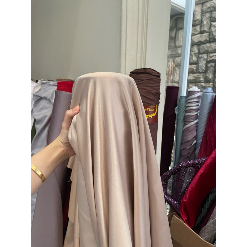 Kain Satin Velvet Premium Warna Nude Latte Bahan Gamis Seragam Furing Background Backdrop