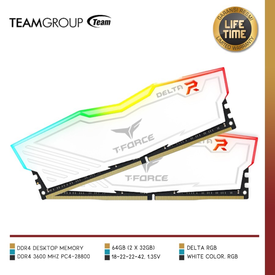 Memory TEAM - TF4D416G3200HC16CDC01 Delta RGB 16GB (2x8GB) DDR4 3200