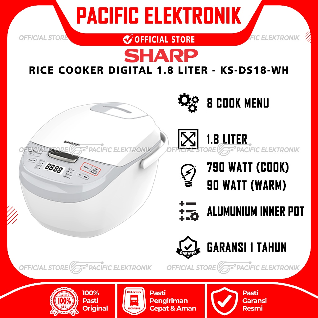Magic Com Sharp Digital 1.8 Liter KS-DS18-WH (8 Menu)