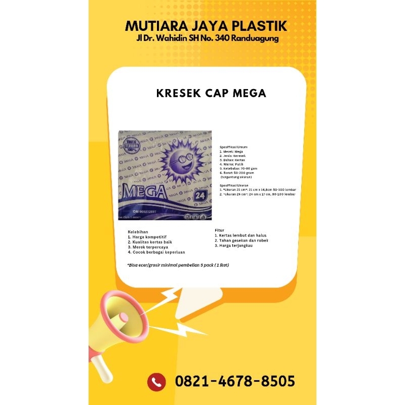 

KRESEK CAP MEGA | KANTONG KRESEK UKURAN 21 DAN 24