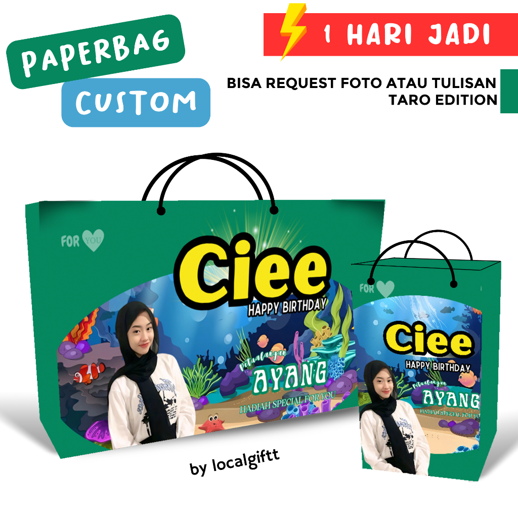 

Paperbag Custom Taro Edition | Bisa request foto dan tulisan | Paperbag custom | Paperbag lucu | Paperbag Foto | Tas Custom