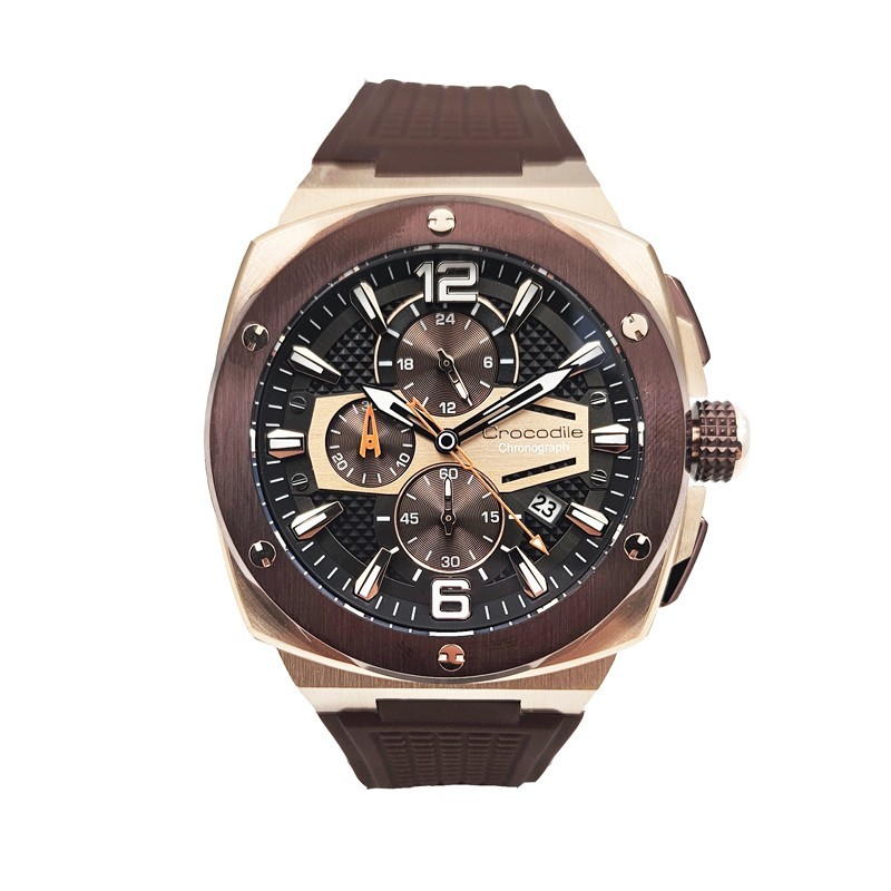 Crocodile CM-047D34F Jam Tangan Pria Analog Rubber-Brown Original