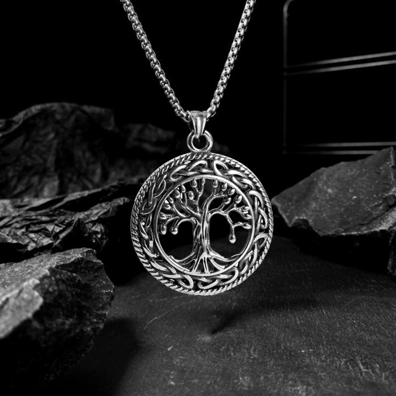 Kalung Liontin Fashion Desain Pohon Kebidupan Gaya Vintage Untuk Pria Wanita