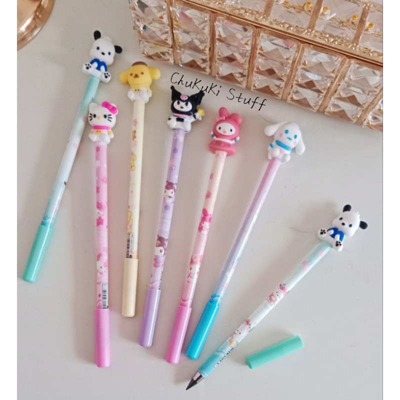 

1 Pcs pensil abadi eternal pencil pensil tanpa rautan dan tahan lama Karakter Hero marvel mario bros sanrio Kuromi Cinnamorol Melody Pompopurin
