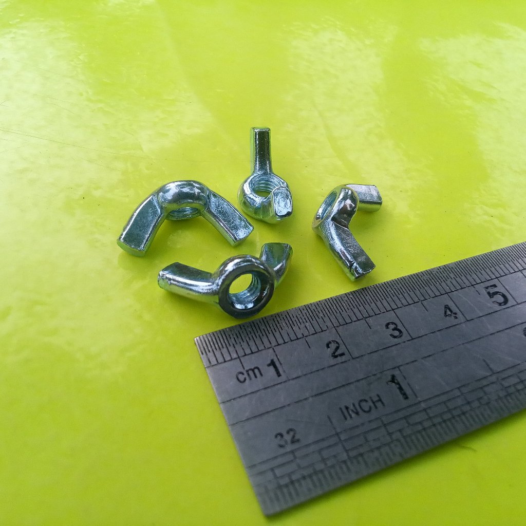 MUR KUPING M4 PUTIH / WING NUT M4 GALVANIS / WING NUT GALVANIZ M4 / MUR KUPU KUPU M4 PUTIH
