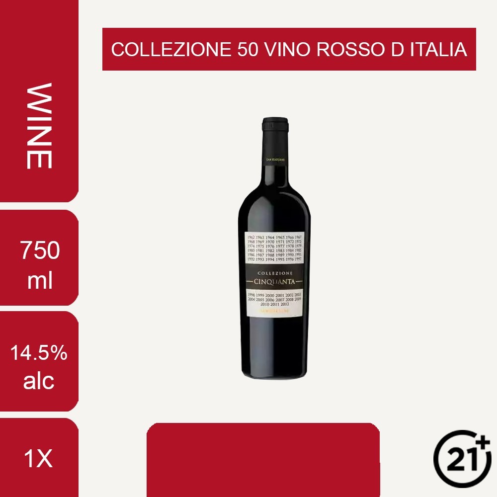 

Collezione 50 Vino Rosso D Italia Red Wine 750ml