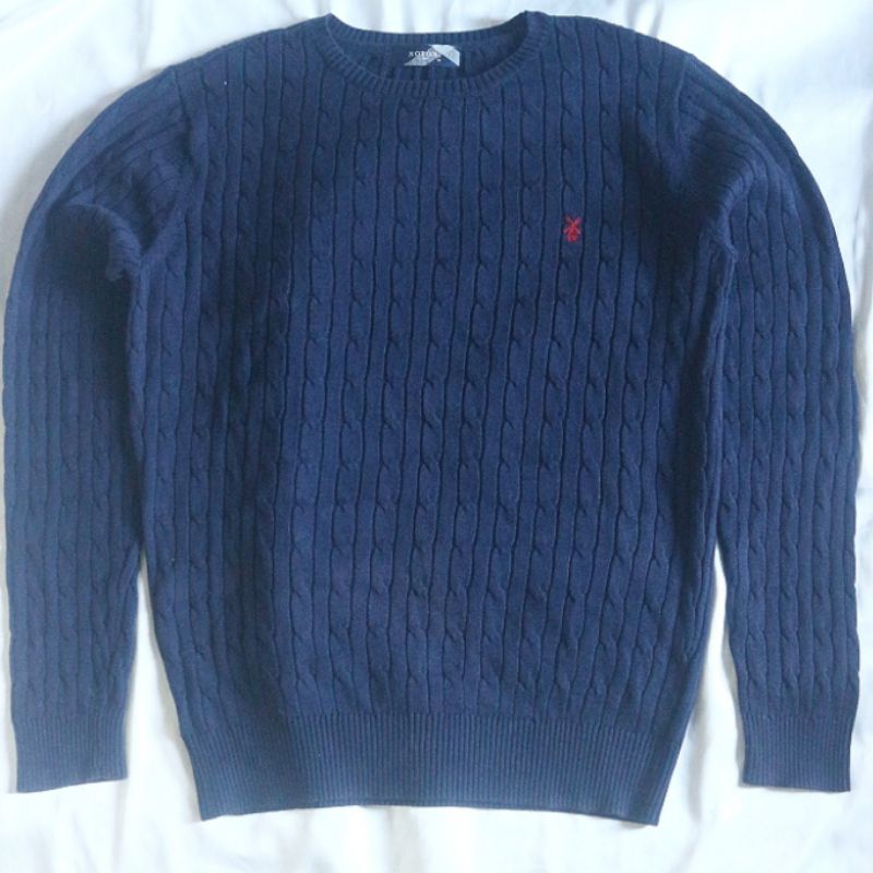 NOTON Cable Kepang Navy Knitwear Sweater Sweatshirt Crewneck Rajut Wool Jaket