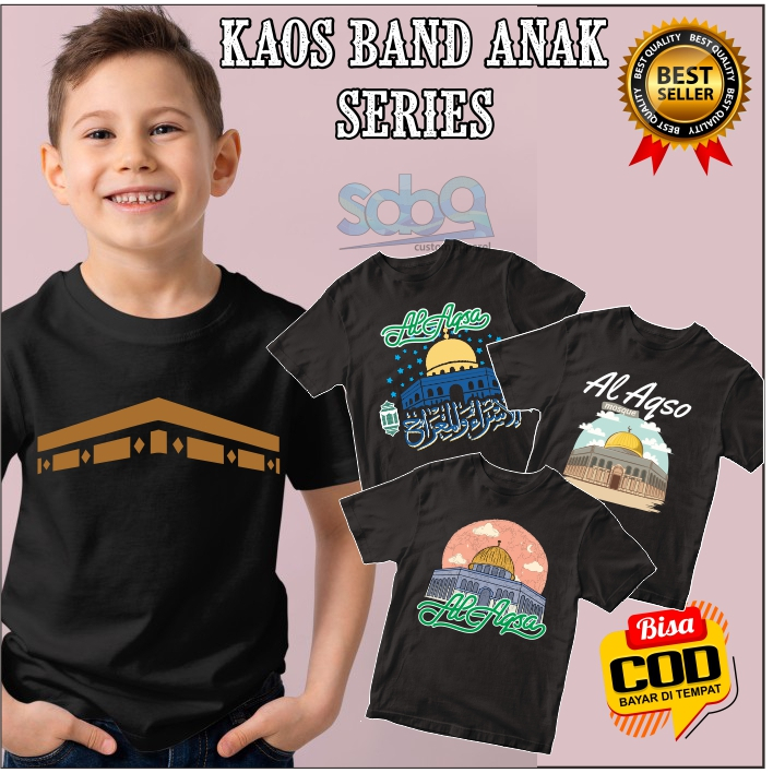 kaos anak mekah kabah - baju dakwah islami anak - kaos dakwah islami palestina - kaos masjid al aqsa