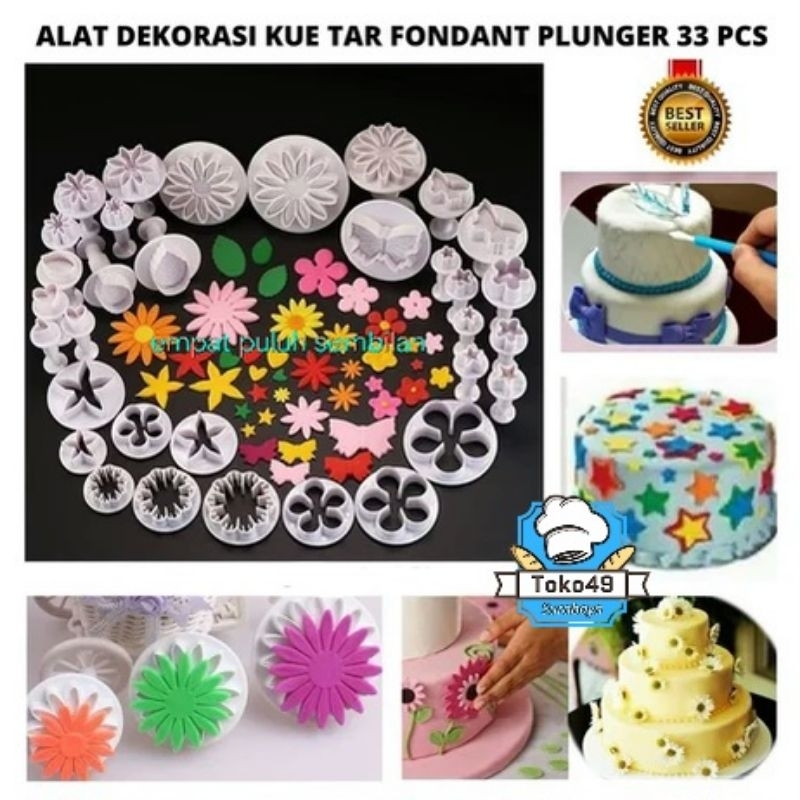 Cetakan fondant 33 macam - plunger kue - cetakan kue kering