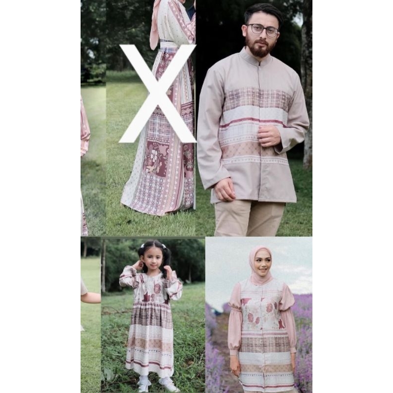 PRELOVED Couple Family Set Ayah Ibu Anak Vanilla Hijab