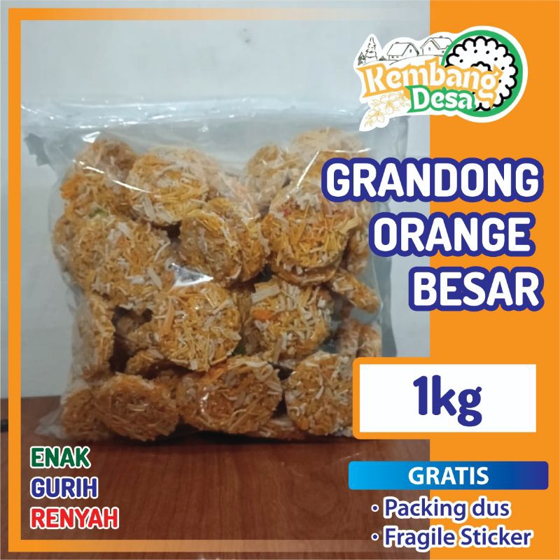 

[ 1kg ] Krupuk Goreng Camilan Grandong Bulat Orange Besar Mentah