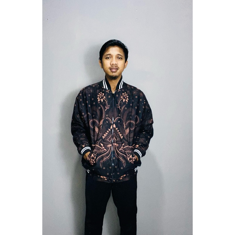 peksi sakti  jaket batik unisex jaket batik pria wanita jumbo bomber batik varsity