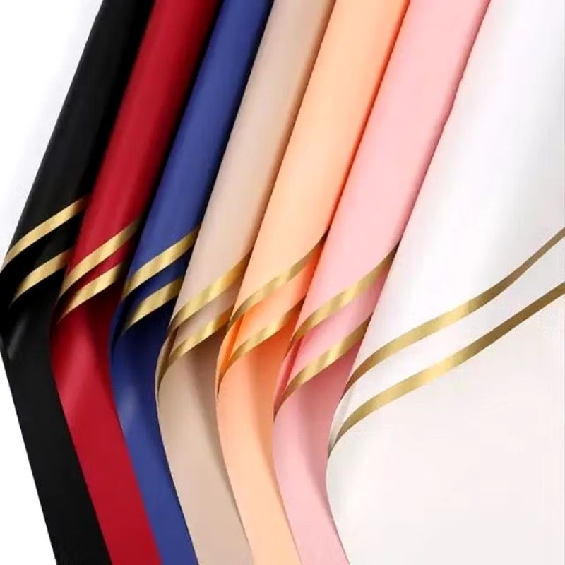 

[ 5 Lembar ] List Gold SOLID Cellophane Flower Wrapping Paper Kertas Buket Bunga Non Transculent
