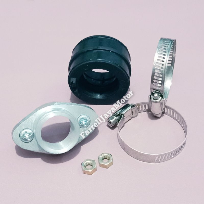 Set Adaptor Alumunium Kleman Baut Dan Mur Untuk Rubahan Karbu Pe24 Pe26 Pe28 Pe30 Pada Manipul Stand