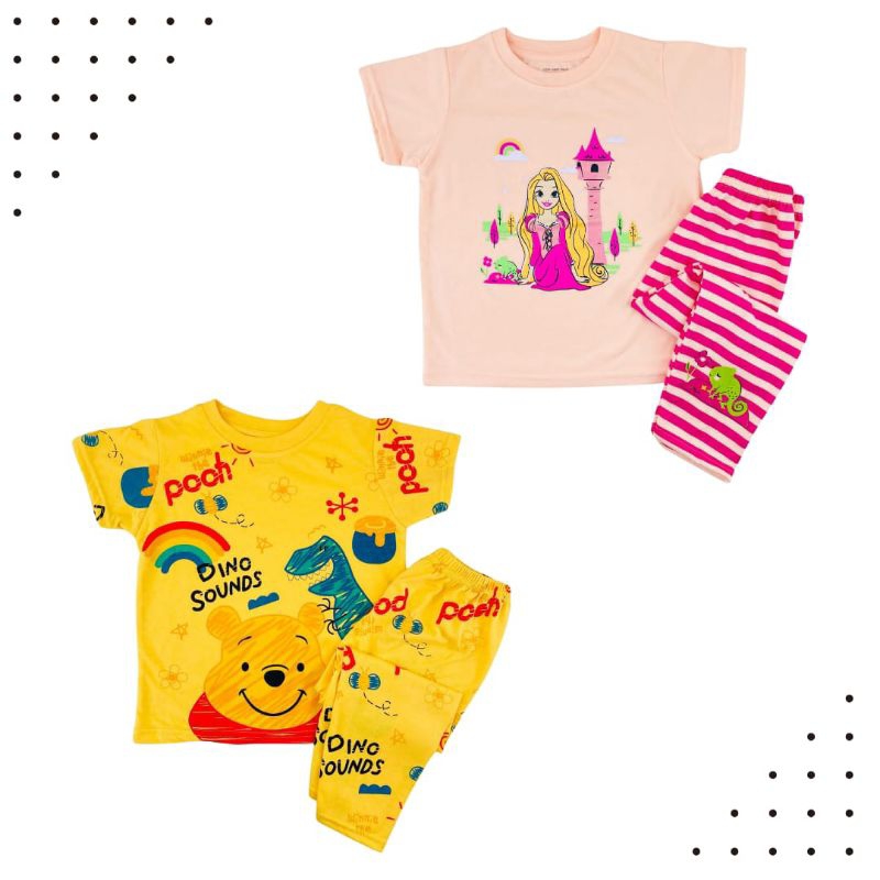 Loopie kids setelan celana panjang cp anak printed tee 8/10/12