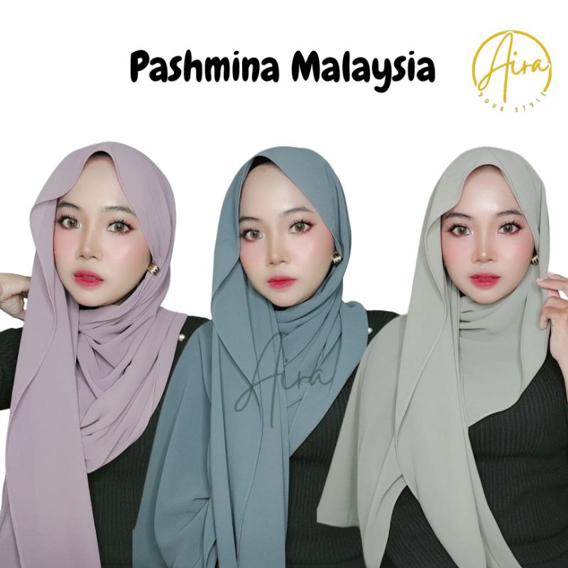 AIRA - Pashmina Shawl Malaysia Heavy Chiffon Premium Import | Pashmina Chiffon | Pashmina Shawl Flow