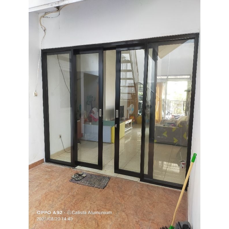 Pintu sliding dobel kaca mati + pasang