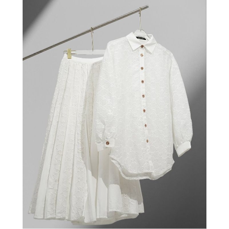 BUTTONSCARVES MONOGRAM LACE SHIRT & SKIRT